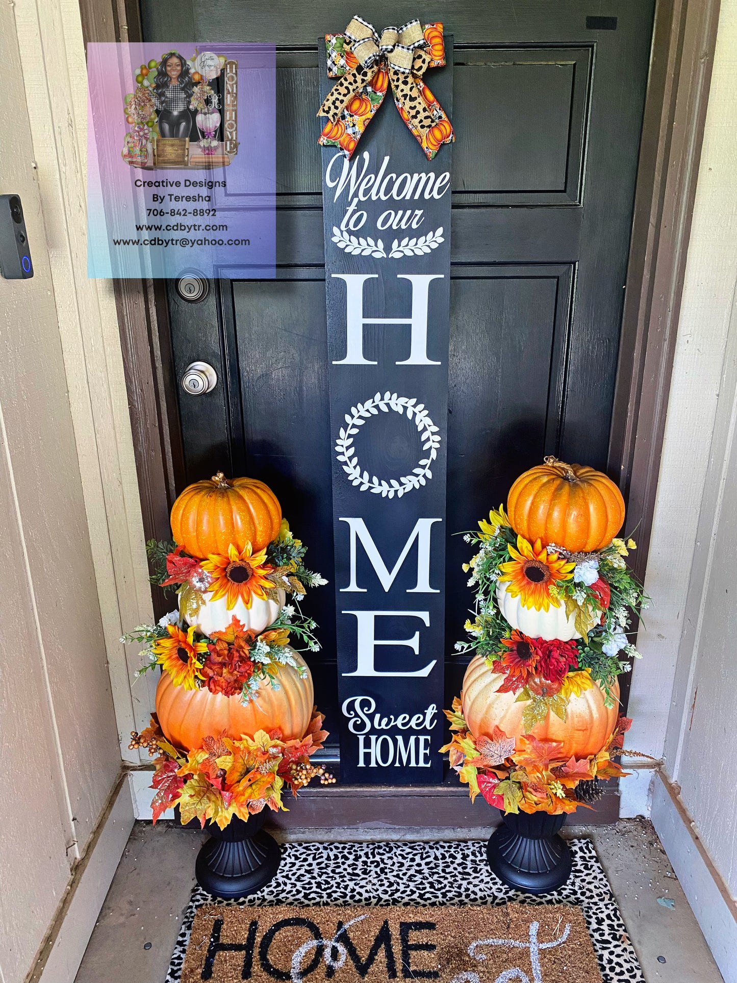 TWO Fall pumpkin topiaries