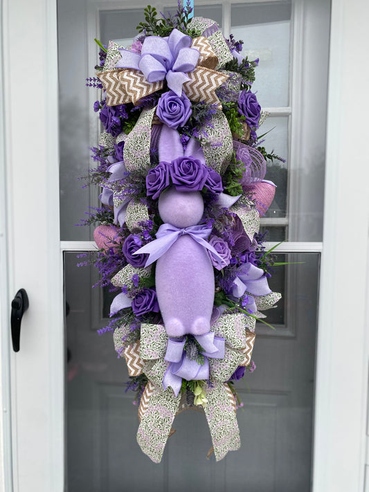 Purple bunny swag wreath