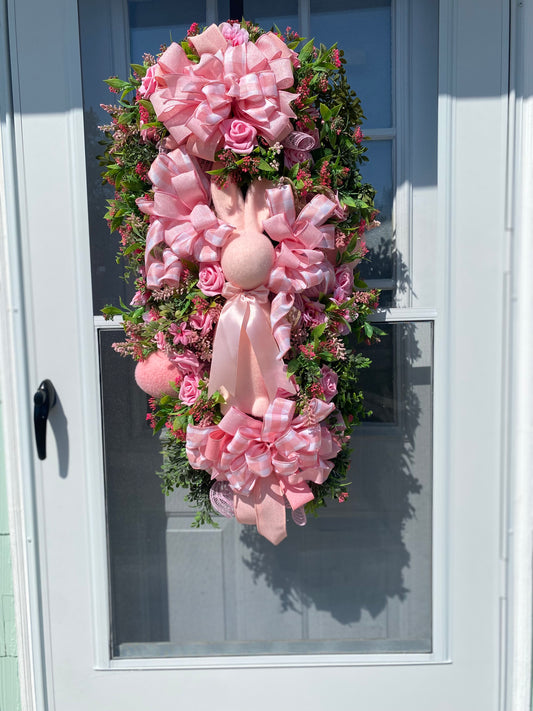 Pink bunny swag wreath