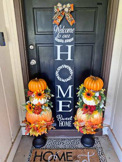 TWO Fall pumpkin topiaries