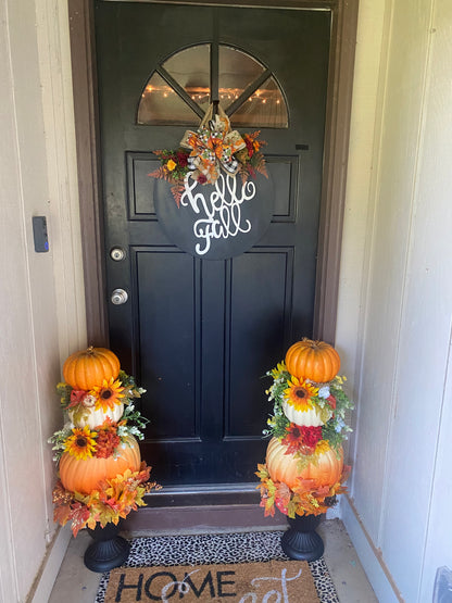 TWO Fall pumpkin topiaries