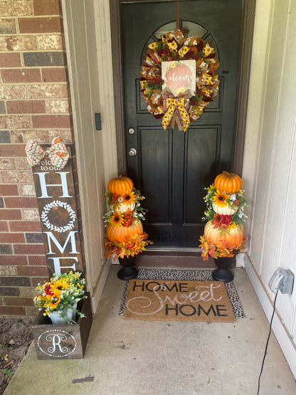 TWO Fall pumpkin topiaries