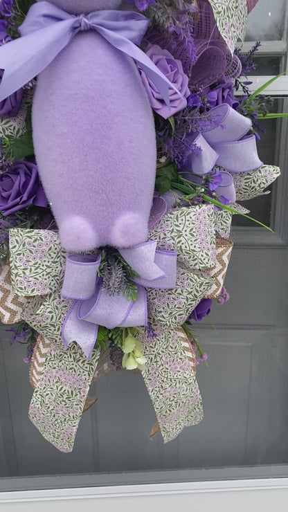 Purple bunny swag wreath